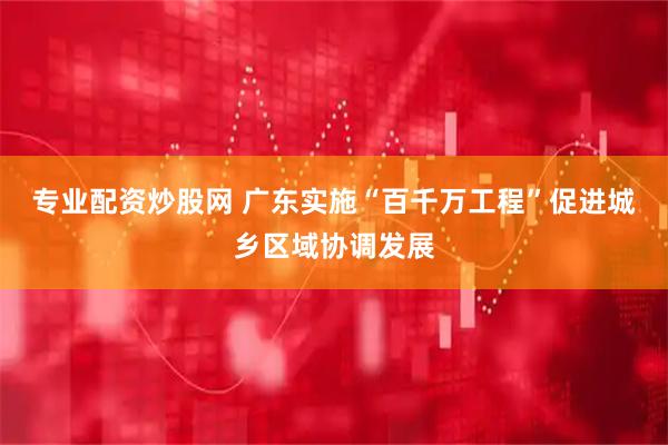 专业配资炒股网 广东实施“百千万工程”促进城乡区域协调发展